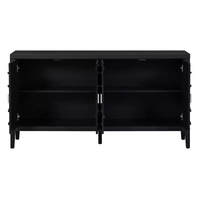 MAYEERTY Retro Sideboard Door with Circular Groove Design Round Metal Door Handle for Entrance Dining Room Black