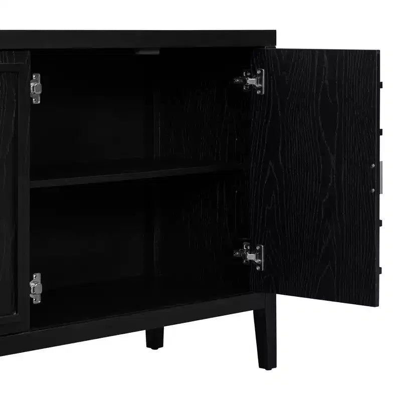 MAYEERTY Retro Sideboard Door with Circular Groove Design Round Metal Door Handle for Entrance Dining Room Black