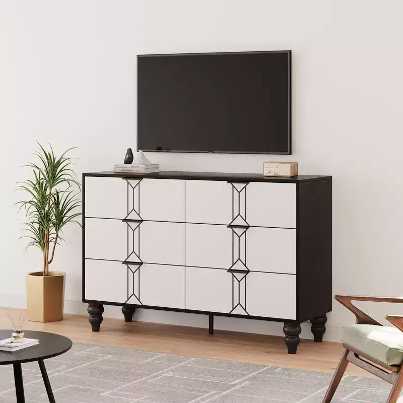 6 Drawers Dresser for Bedroom, Modern Wooden Dresser with Deep Drawers, Chest of Drawers for Living Room, Hallway, Entryway