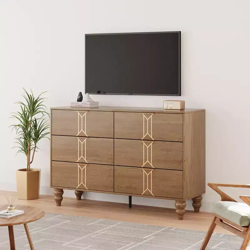 6 Drawers Dresser for Bedroom, Modern Wooden Dresser with Deep Drawers, Chest of Drawers for Living Room, Hallway, Entryway