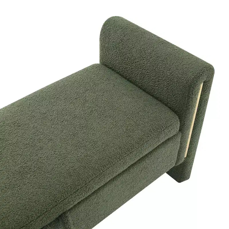 TUYOHW Modern Bed End Bench with Arms and Storage, Upholstered Large Foot Rest Stool, Comfy Window Vanity Bench for Living Room, Olive Green