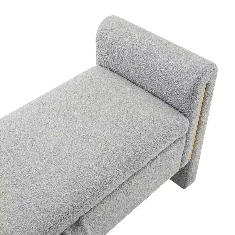 TUYOHW Modern Bed End Bench with Arms and Storage, Upholstered Large Foot Rest Stool, Comfy Window Vanity Bench for Living Room, Gray