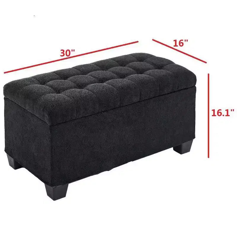 TUYOHW Storage Ottoman Bench with Legs, 16 x 30 x 16.1 Inches Bed Bench for Living Room, Bedroom and Entryway