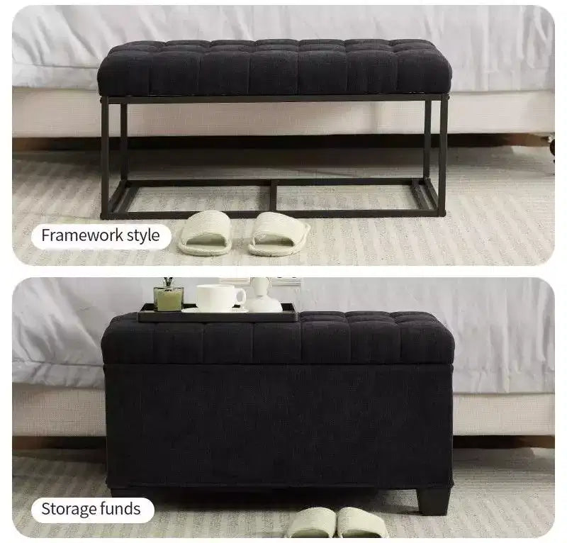 TUYOHW Storage Ottoman Bench with Legs, 16 x 30 x 16.1 Inches Bed Bench for Living Room, Bedroom and Entryway