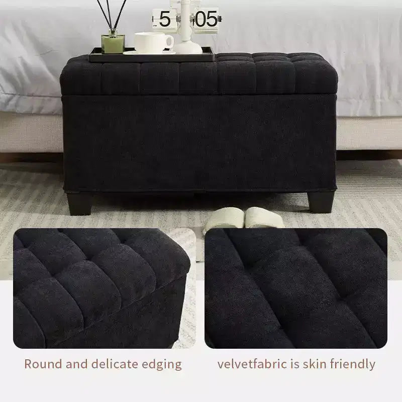 TUYOHW Storage Ottoman Bench with Legs, 16 x 30 x 16.1 Inches Bed Bench for Living Room, Bedroom and Entryway