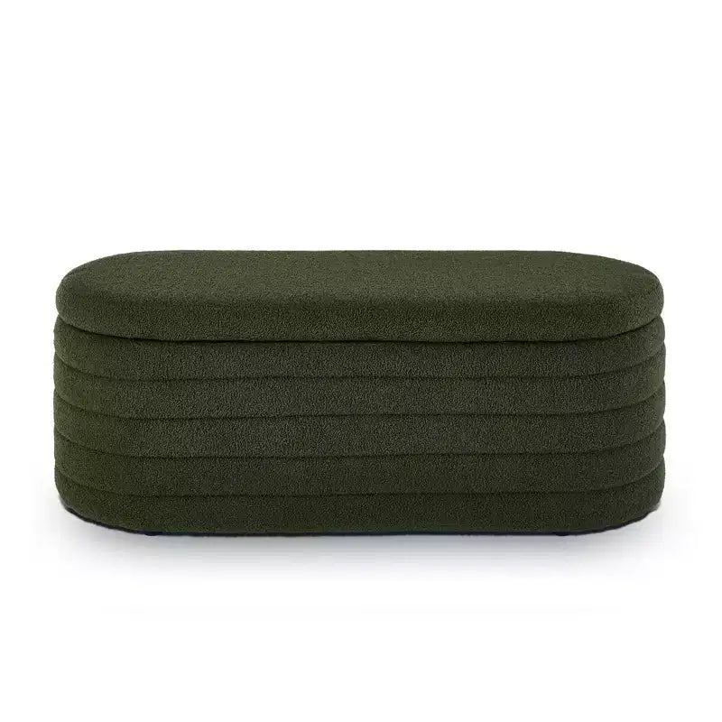 TUYOHW Modern Storage Ottoman Bench, Upholstered Bed Bench with Storage, Bed Stool with Safety Hinge for Bedroom, Dark Green