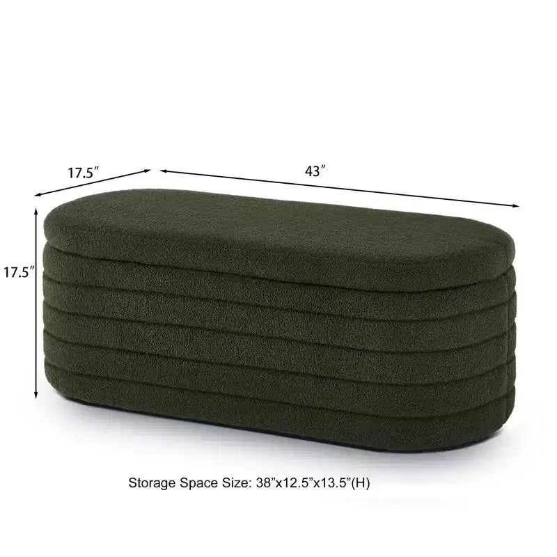 TUYOHW Modern Storage Ottoman Bench, Upholstered Bed Bench with Storage, Bed Stool with Safety Hinge for Bedroom, Dark Green