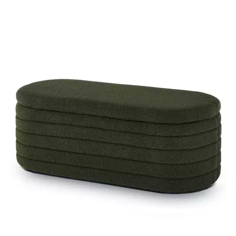 TUYOHW Modern Storage Ottoman Bench, Upholstered Bed Bench with Storage, Bed Stool with Safety Hinge for Bedroom, Dark Green