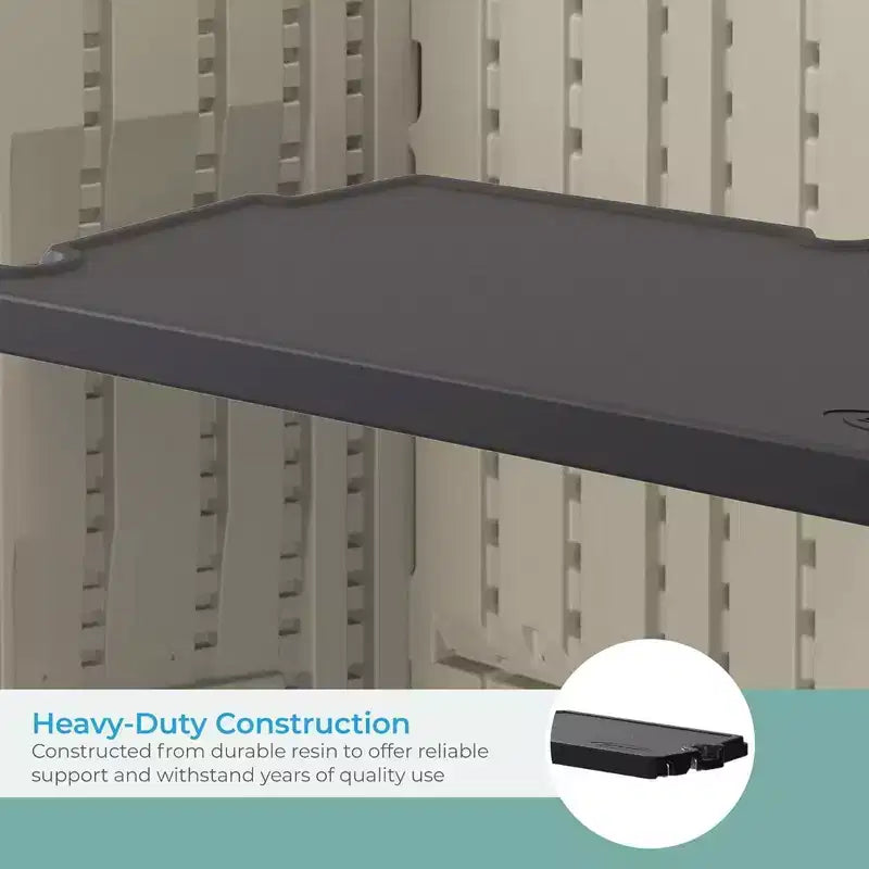 Suncast Vertical Shed Shelf Kit, Space Saving Shelving for Wall Mount Outdoor Storage Structures, 27.75 W x 14.5 D x 1.25 H, Black