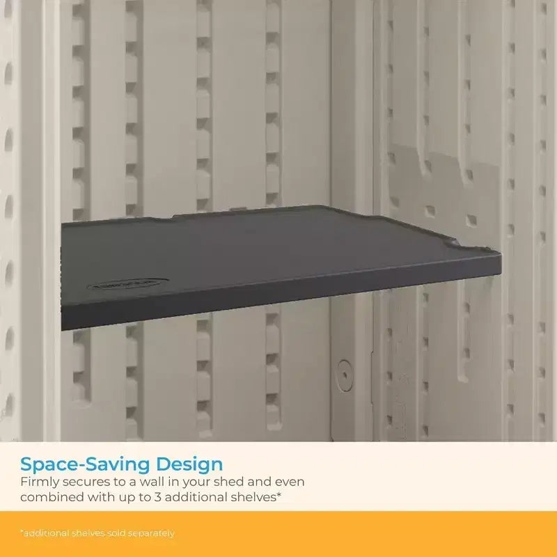 Suncast Vertical Shed Shelf Kit, Space Saving Shelving for Wall Mount Outdoor Storage Structures, 27.75 W x 14.5 D x 1.25 H, Black
