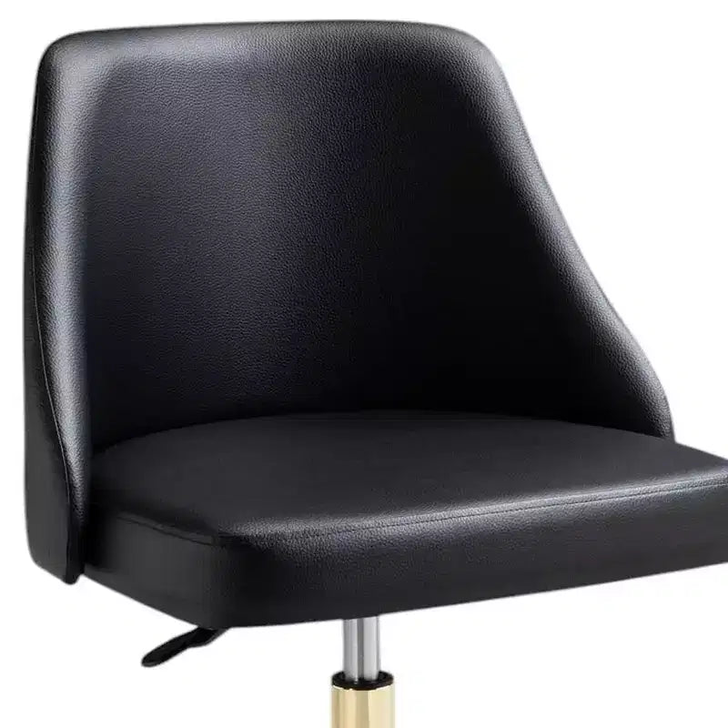 HomeRoots Black and Gold Faux Leather Adjustable Height Swivel Rolling Office Chair