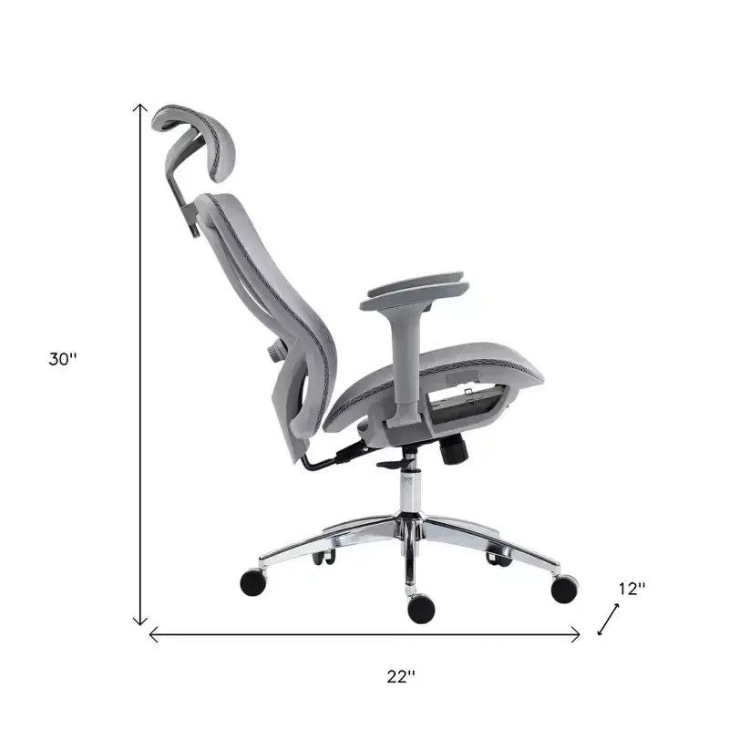 HomeRoots Gray and Silver Adjustable Height Swivel Rolling Office Chair
