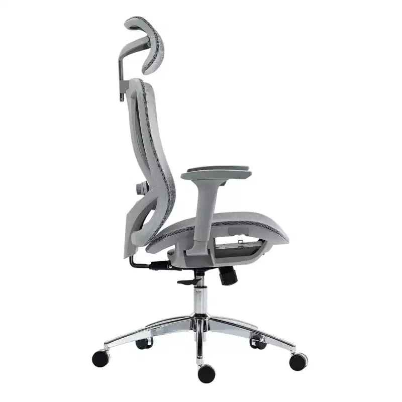 HomeRoots Gray and Silver Adjustable Height Swivel Rolling Office Chair