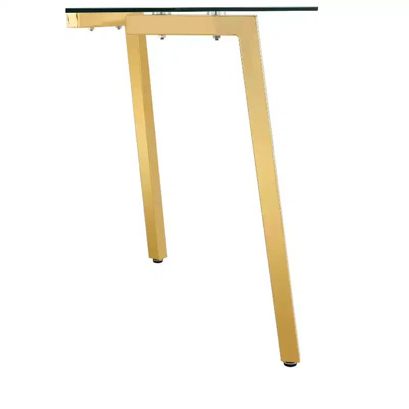 Okak Modern Dining Table Rectangle Glass Dining Table for Kitchen Living Room, Dining Room