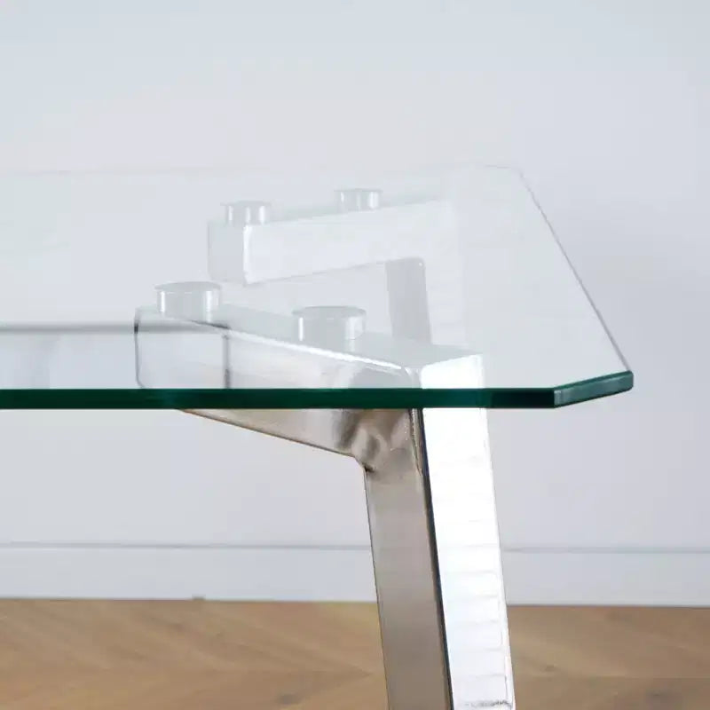 Okak Modern Dining Table Rectangle Glass Dining Table for Kitchen Living Room, Dining Room