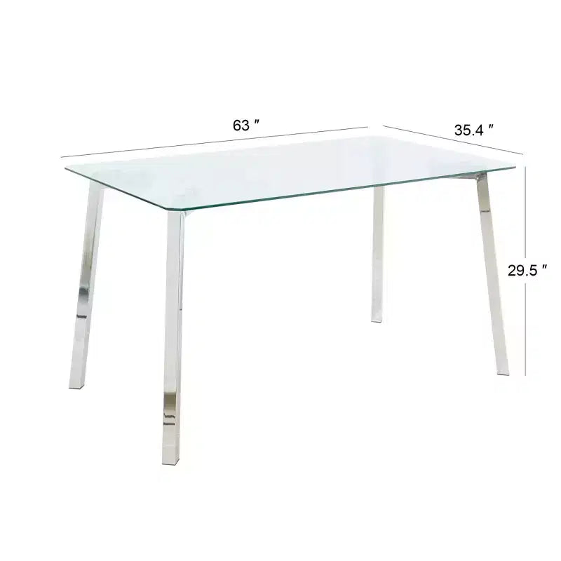 Okak Modern Dining Table Rectangle Glass Dining Table for Kitchen Living Room, Dining Room