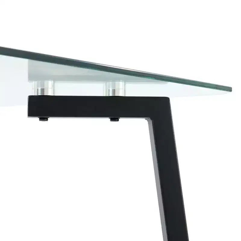 Okak Modern Dining Table Rectangle Glass Dining Table for Kitchen Living Room, Dining Room