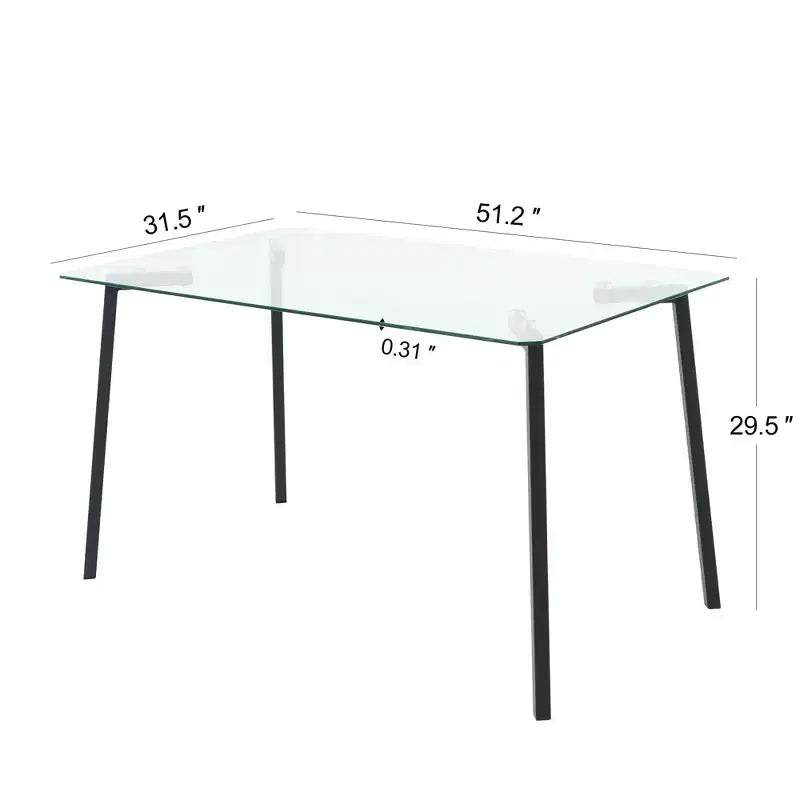 Okak Modern Dining Table Rectangle Glass Dining Table for Kitchen Living Room, Dining Room