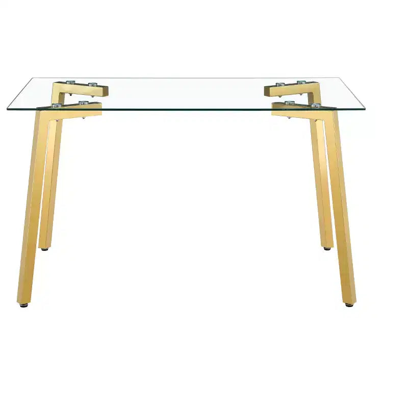 Okak Modern Dining Table Rectangle Glass Dining Table for Kitchen Living Room, Dining Room