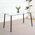 Okak Modern Dining Table Rectangle Glass Dining Table for Kitchen Living Room, Dining Room