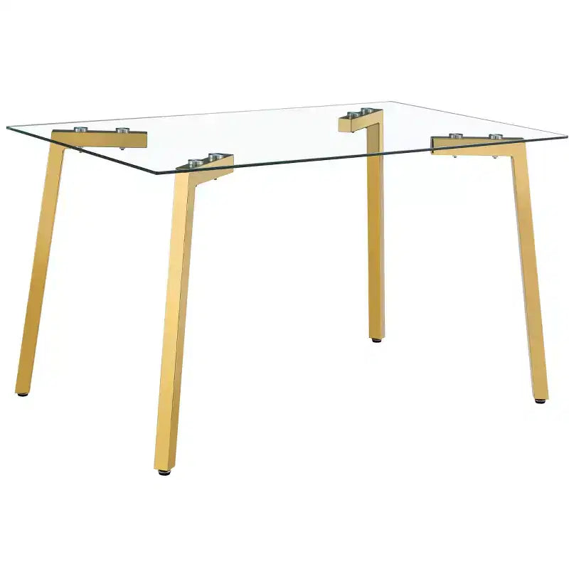 Okak Modern Dining Table Rectangle Glass Dining Table for Kitchen Living Room, Dining Room