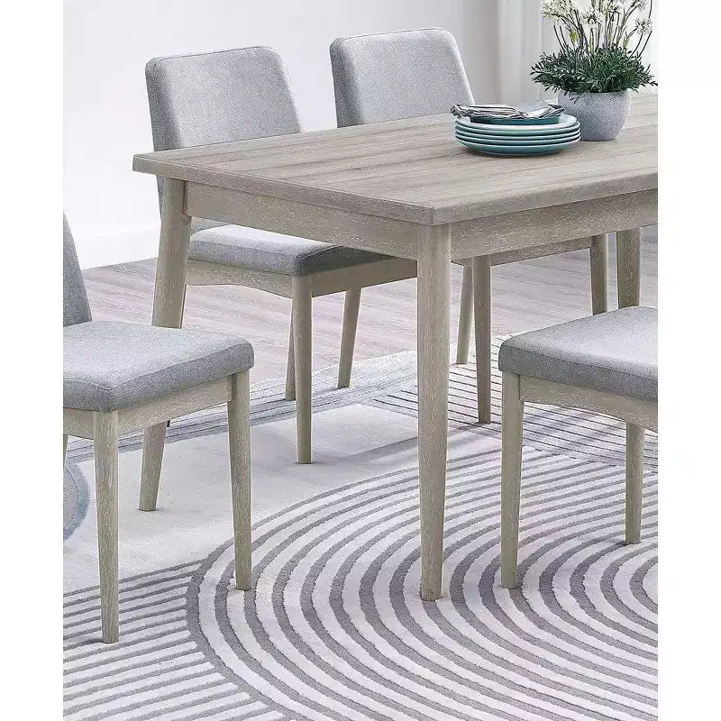 Okak Dining Table Natural Solid Rubber Wood Rectangle Dining Table, Kitchen Table for Big Family Dining Room Furniture