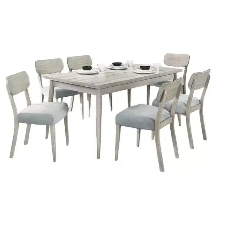 Okak Dining Table Natural Solid Rubber Wood Rectangle Dining Table, Kitchen Table for Big Family Dining Room Furniture