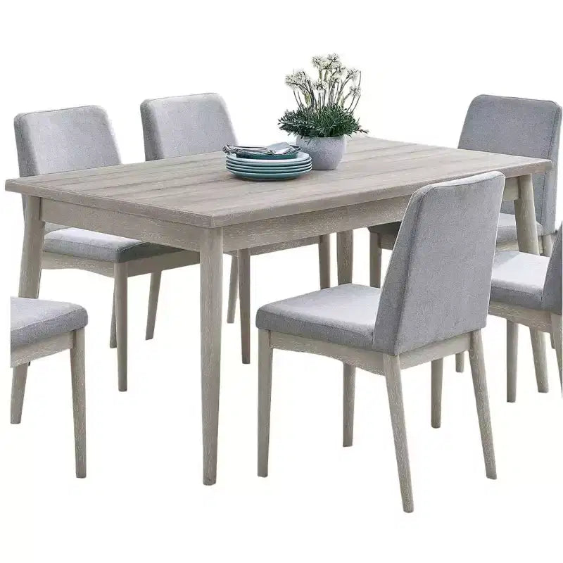 Okak Dining Table Natural Solid Rubber Wood Rectangle Dining Table, Kitchen Table for Big Family Dining Room Furniture