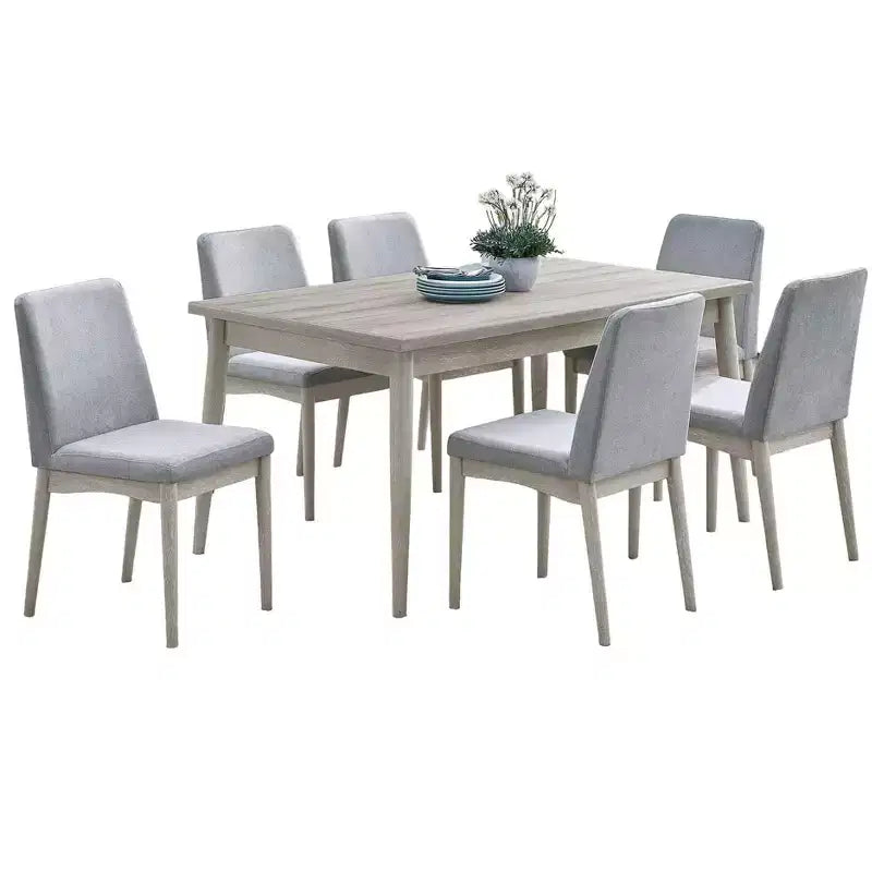 Okak Dining Table Natural Solid Rubber Wood Rectangle Dining Table, Kitchen Table for Big Family Dining Room Furniture