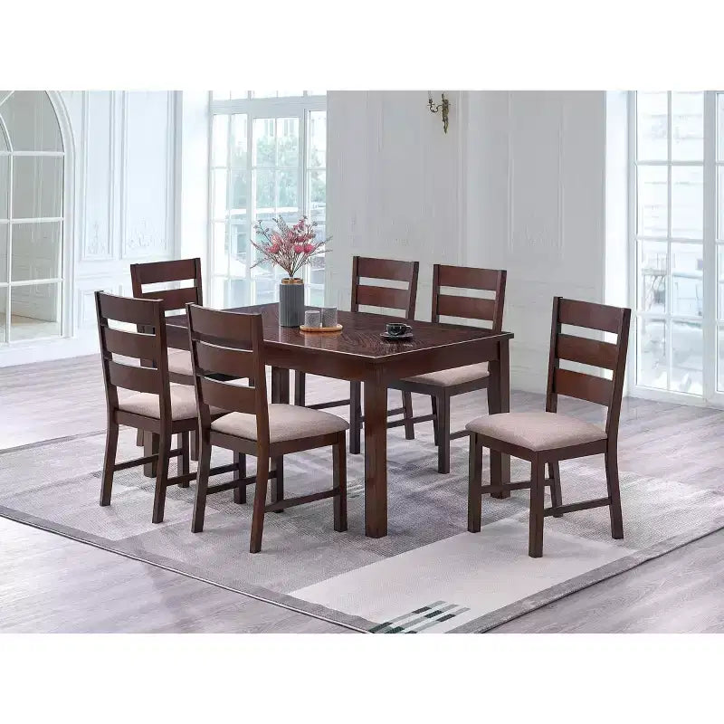 Okak Dining Table Natural Solid Rubber Wood Rectangle Dining Table, Kitchen Table for Big Family Dining Room Furniture