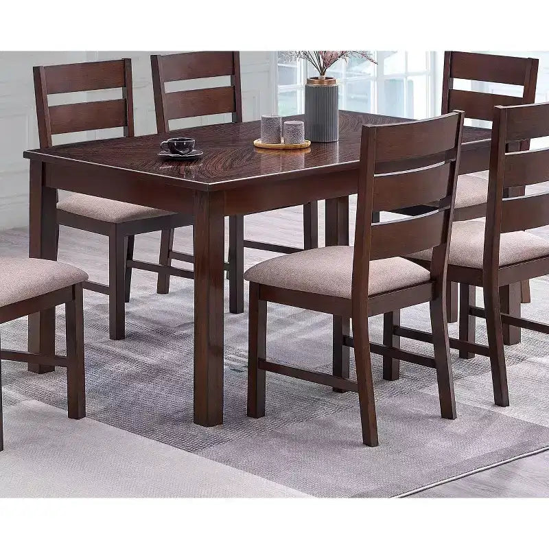 Okak Dining Table Natural Solid Rubber Wood Rectangle Dining Table, Kitchen Table for Big Family Dining Room Furniture