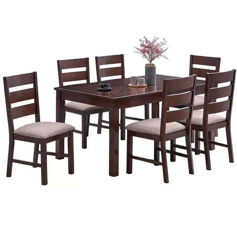 Okak Dining Table Natural Solid Rubber Wood Rectangle Dining Table, Kitchen Table for Big Family Dining Room Furniture