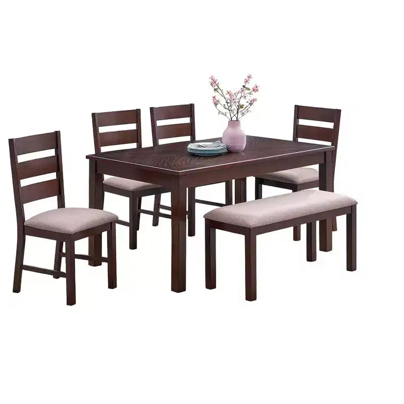 Okak Dining Table Natural Solid Rubber Wood Rectangle Dining Table, Kitchen Table for Big Family Dining Room Furniture