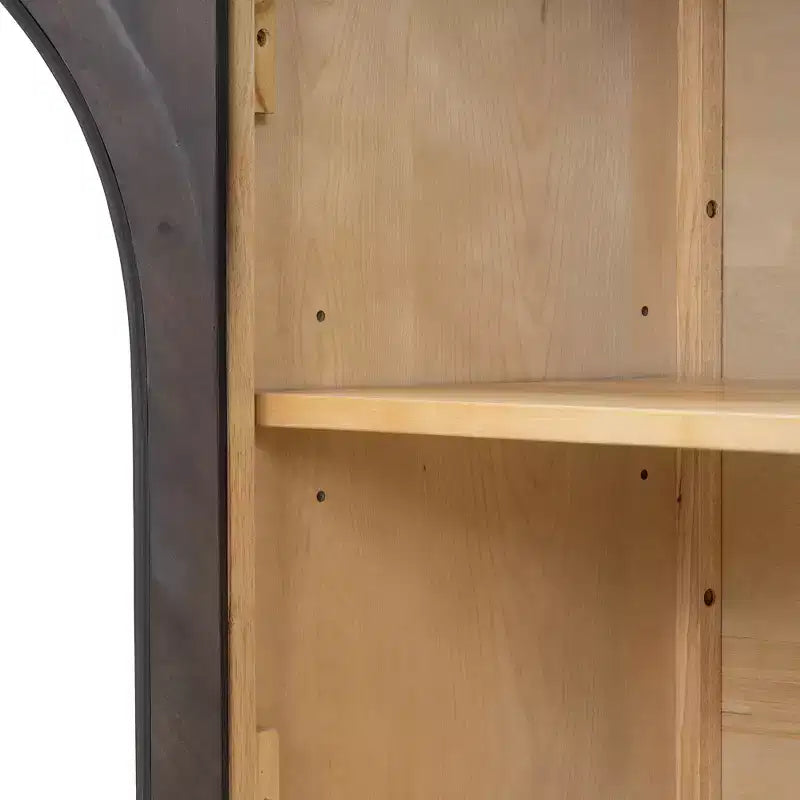 MAYEERTY 4 Doors Storage Sideboard Buffet Cabinet with Glass Doors Adjtstable Shelves for Living Room Kitchen Espresso