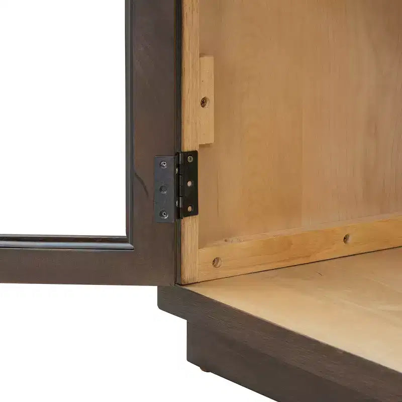 MAYEERTY 4 Doors Storage Sideboard Buffet Cabinet with Glass Doors Adjtstable Shelves for Living Room Kitchen Espresso