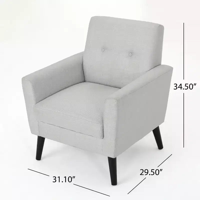 GDFStudio Teche Mid-Century Modern Fabric Upholstered Tufted Club Chair with Splayed Leg