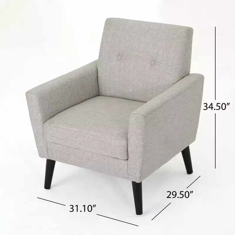 GDFStudio Teche Mid-Century Modern Fabric Upholstered Tufted Club Chair with Splayed Leg