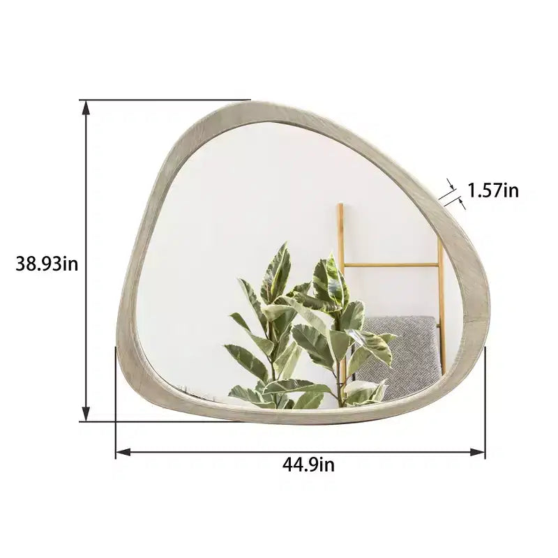 Solid Wood Mirror 45 Inch Asymmetrical Wall Mirror Wooden Framed Mirror Large Size Dressing Mirror