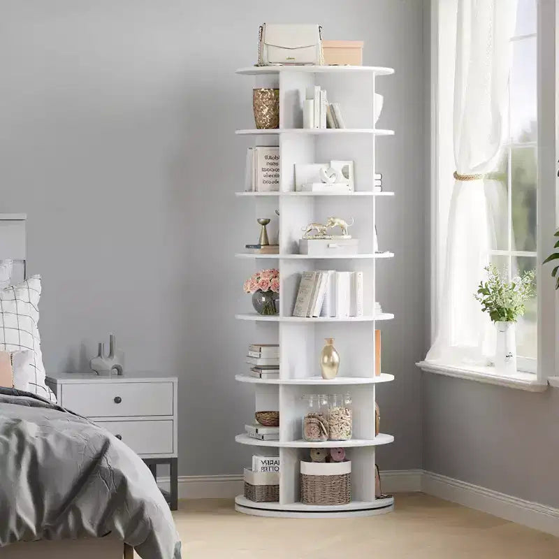 7 Tier Rotating Shoe Rack Tower, Free Standing Spinning Shoes Organizer, 360Revolving Vertical Spinning Shoe Display, Round Shoes Storage Rack