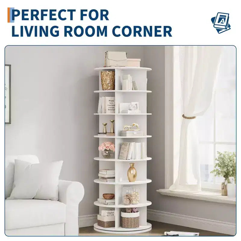 7 Tier Rotating Shoe Rack Tower, Free Standing Spinning Shoes Organizer, 360Revolving Vertical Spinning Shoe Display, Round Shoes Storage Rack