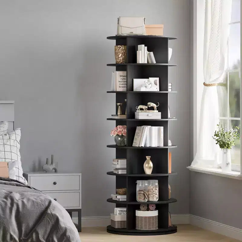 7 Tier Rotating Shoe Rack Tower, Free Standing Spinning Shoes Organizer, 360Revolving Vertical Spinning Shoe Display, Round Shoes Storage Rack