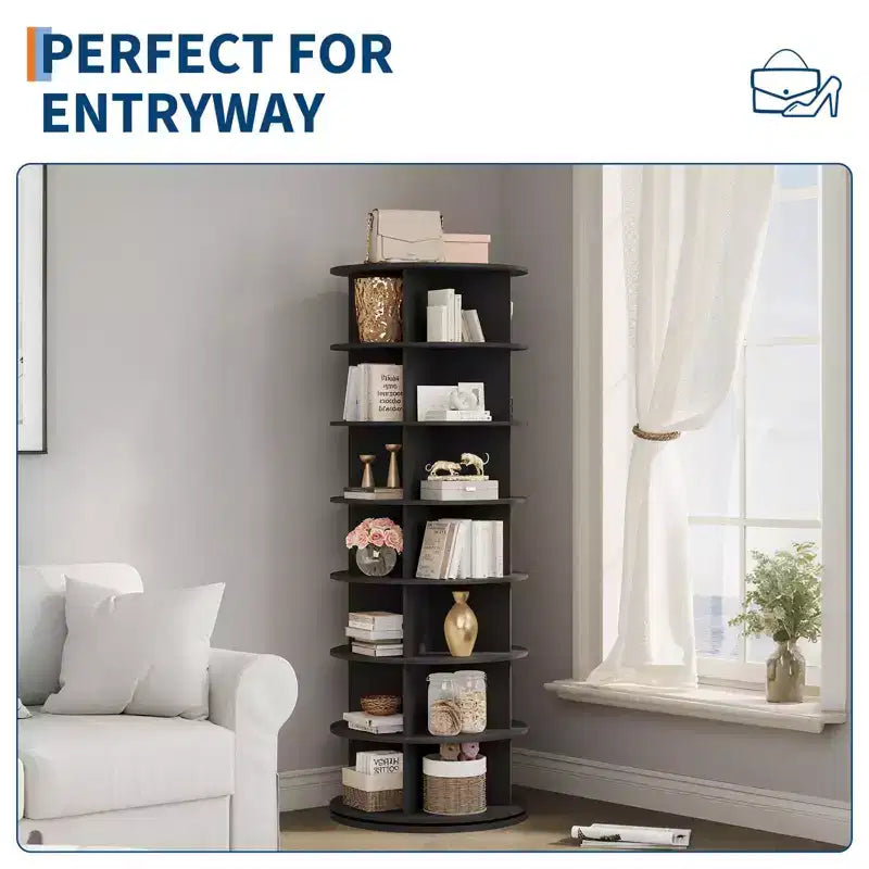 7 Tier Rotating Shoe Rack Tower, Free Standing Spinning Shoes Organizer, 360Revolving Vertical Spinning Shoe Display, Round Shoes Storage Rack