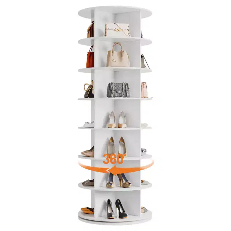 7 Tier Rotating Shoe Rack Tower, Free Standing Spinning Shoes Organizer, 360Revolving Vertical Spinning Shoe Display, Round Shoes Storage Rack