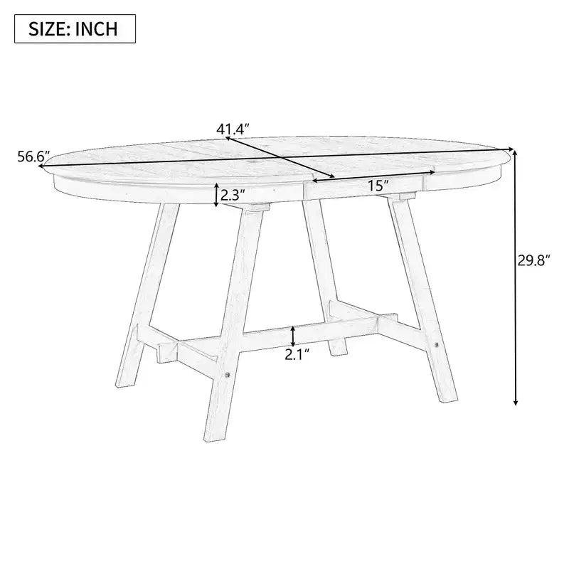 Okak Round Extendable Dining Table Modern Mid-Century Wood Dining Table for 4 to 6, for Meeting Room, Living Room