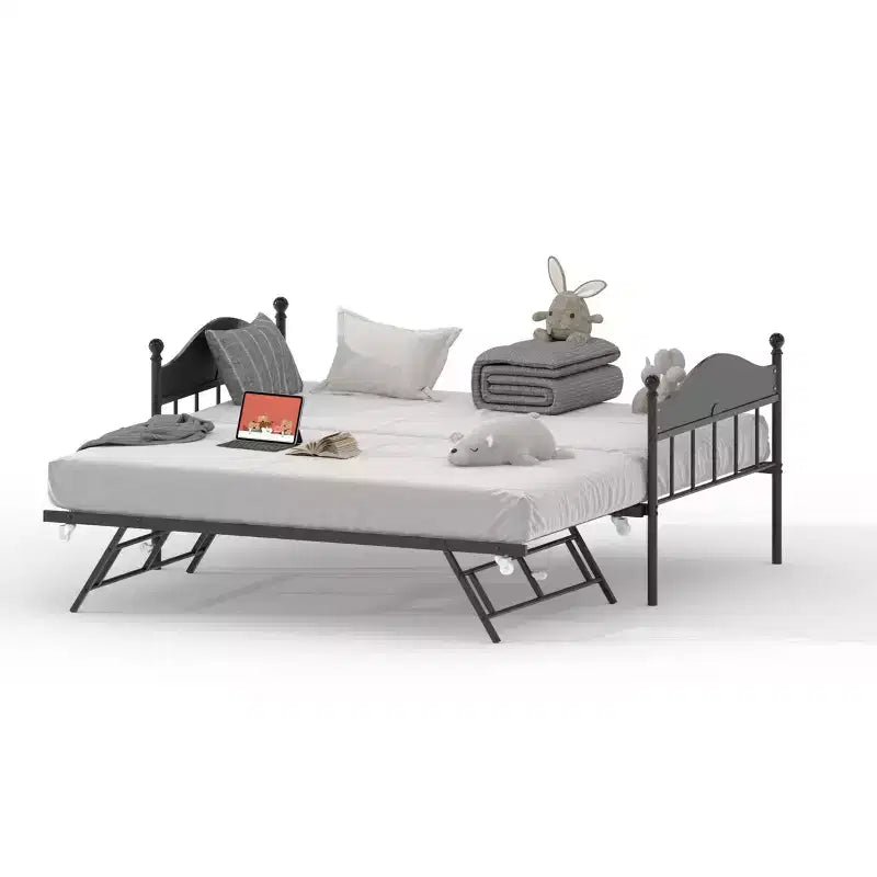 GustoWave Twin Metal Daybed with Foldable Trundle, Space Saving Daybed