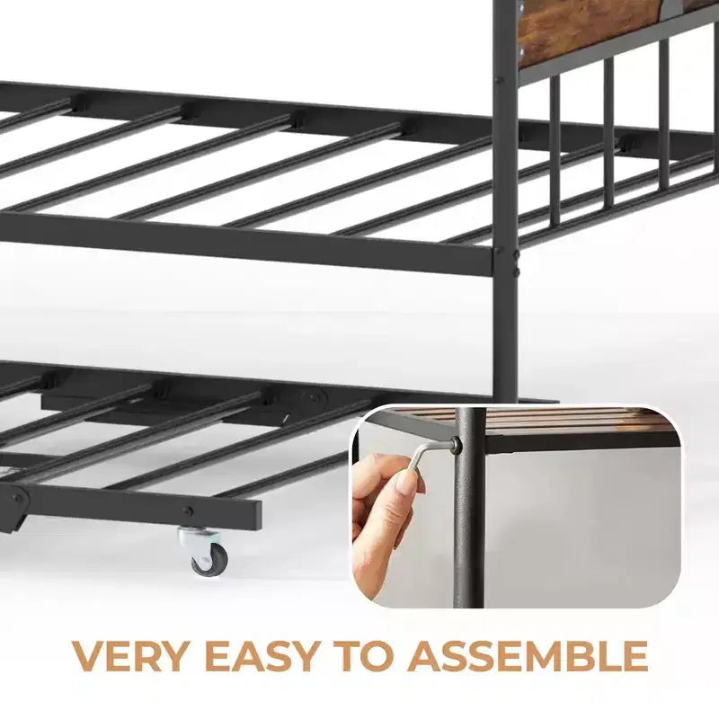GustoWave Twin Metal Daybed with Foldable Trundle, Space Saving Daybed