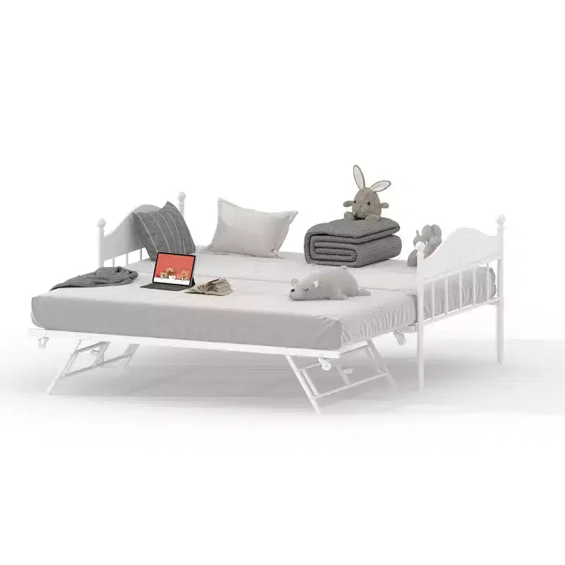 GustoWave Twin Metal Daybed with Foldable Trundle, Space Saving Daybed