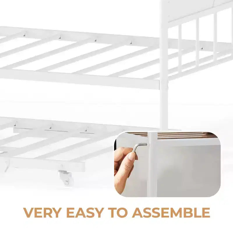 GustoWave Twin Metal Daybed with Foldable Trundle, Space Saving Daybed