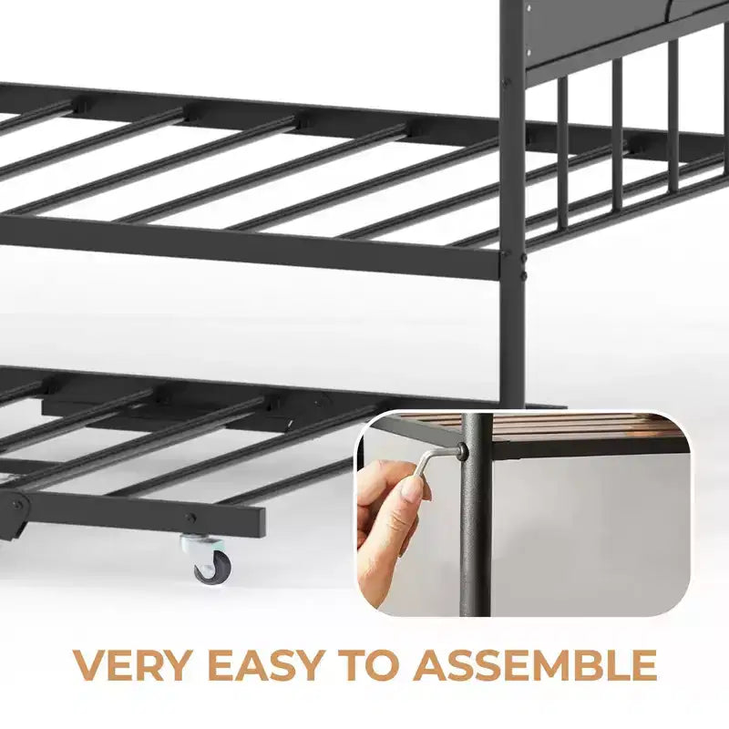 GustoWave Twin Metal Daybed with Foldable Trundle, Space Saving Daybed
