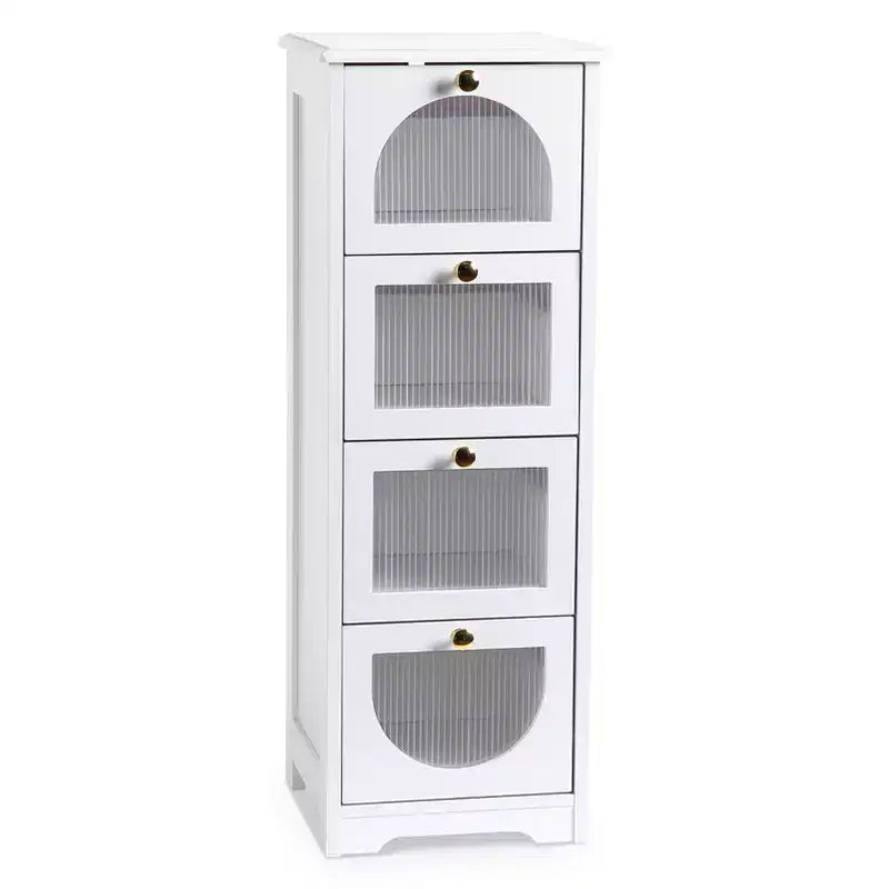 Slim Freestanding Bathroom Cabinet - Small Storage Organizer with Drawers, 11.8 x 11.8 x 33.1 Inches
